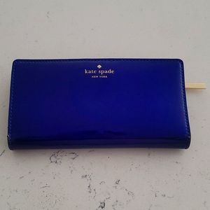 Kate Spade cobalt blue wallet with Gold Accent